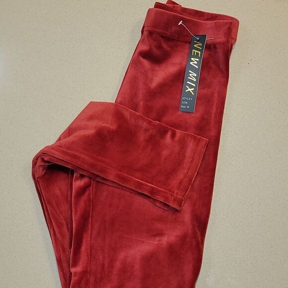 Red Velour Leggings - Picture 2 of 13